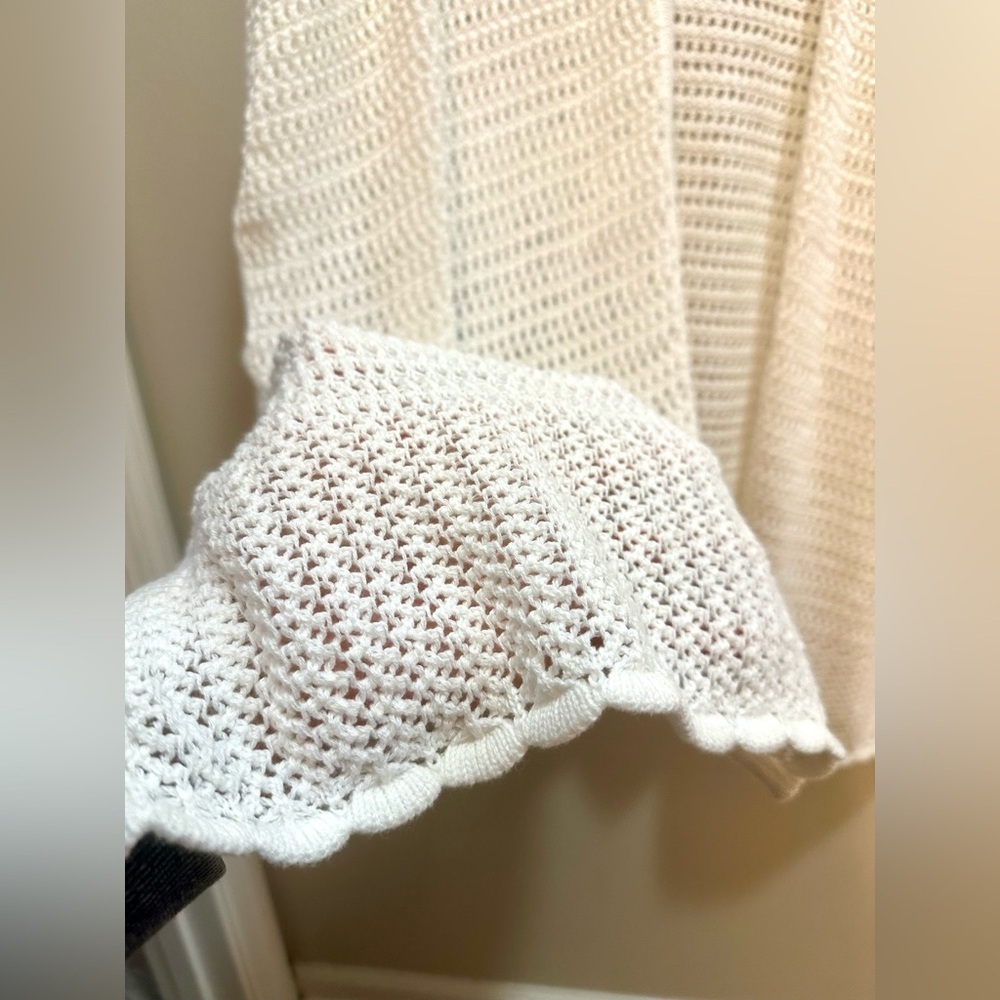 J.Crew Factory Open Knit Shrug Cardigan in White Cotton OS - Picture 4 of 7